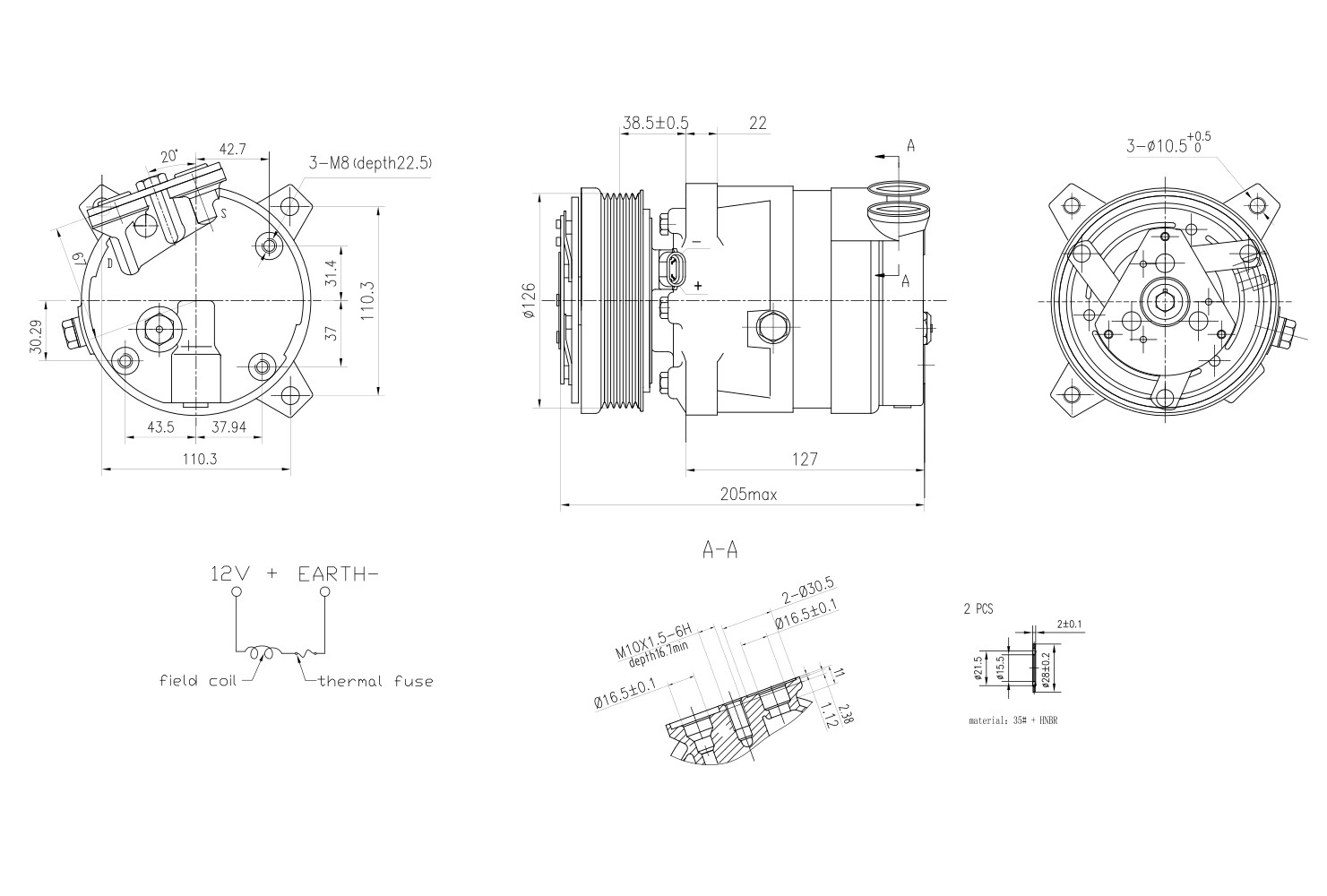 Hella Compressor, airconditioning 8FK 366 201-021