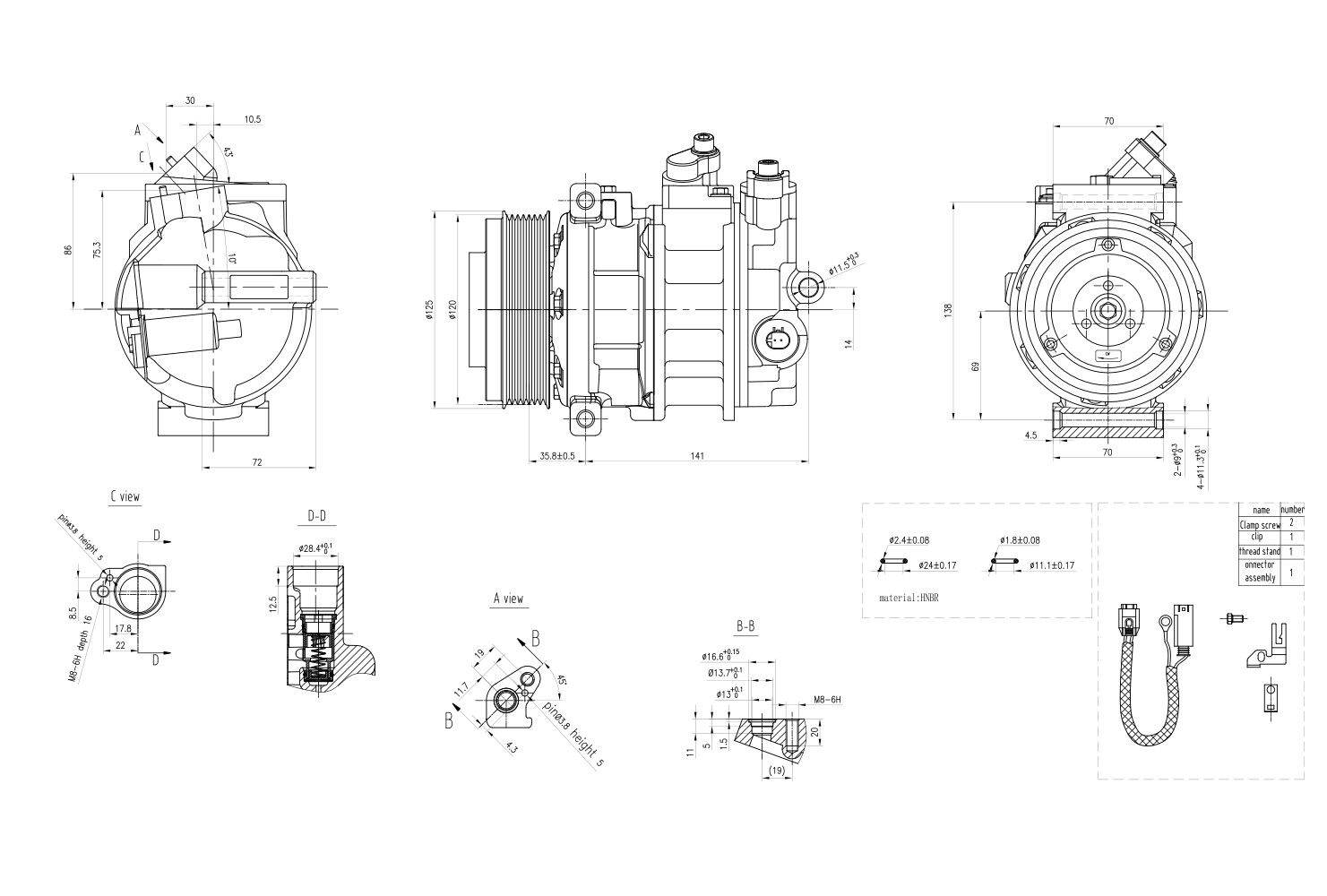 Hella Compressor, airconditioning 8FK 366 201-081