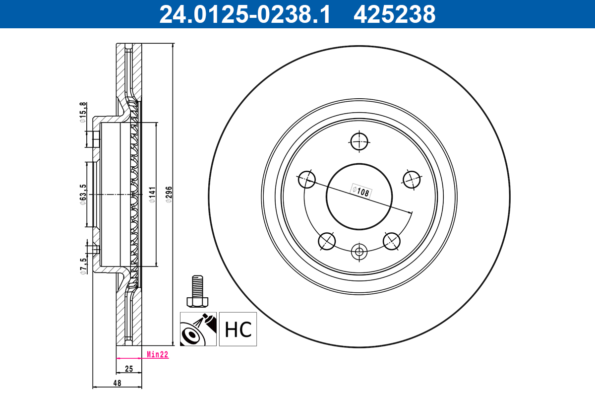 Remschijf ATE 24.0125-0238.1