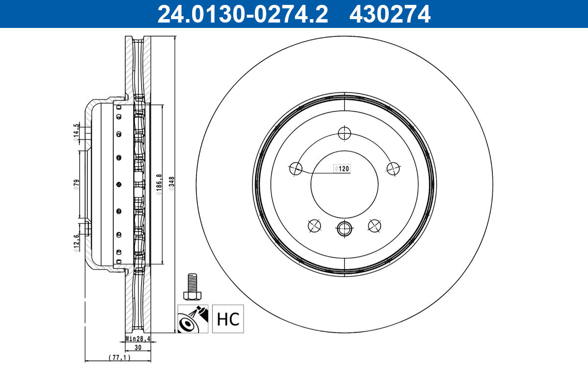 Remschijf ATE 24.0130-0274.2