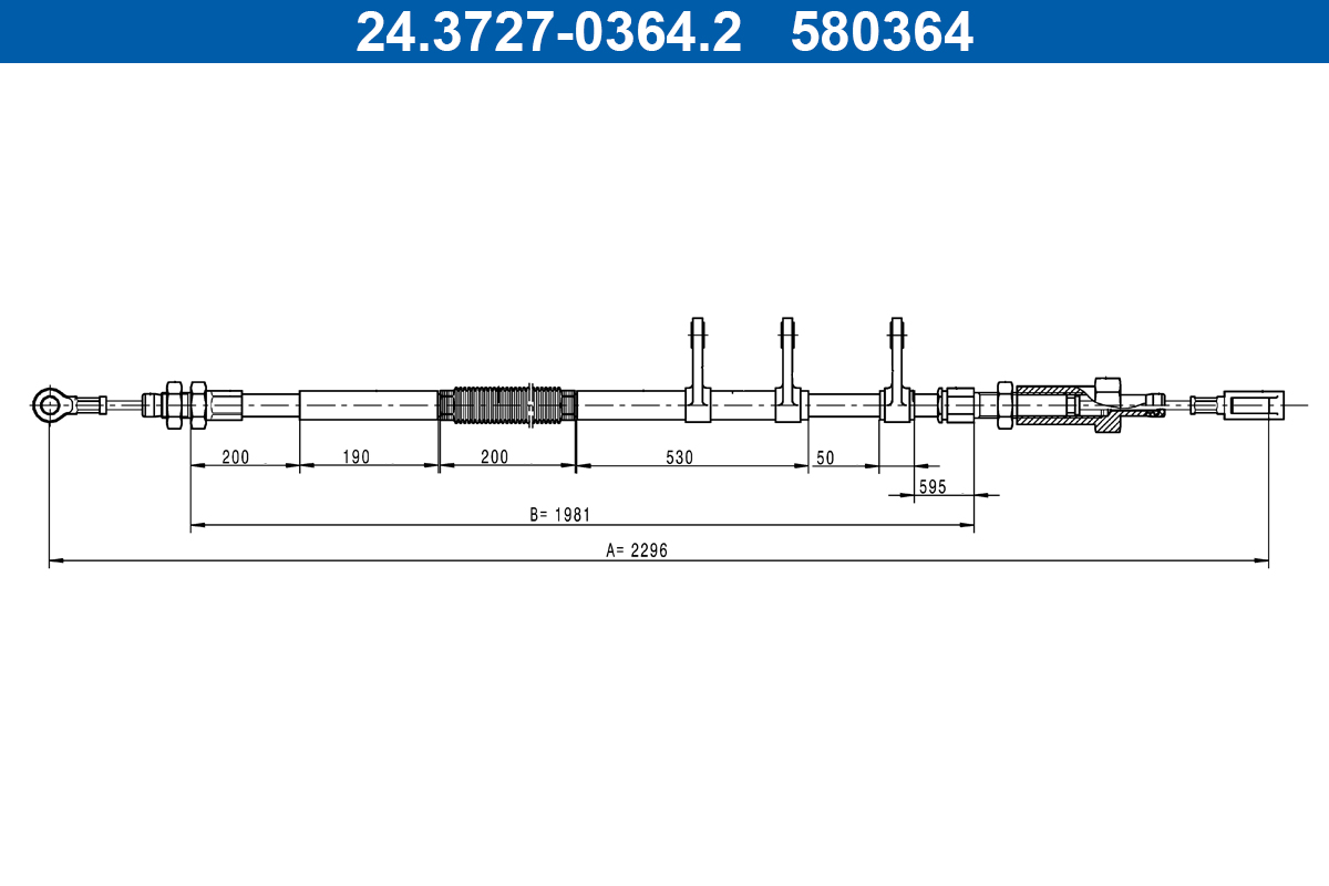 Trekkabel, parkeerrem ATE 24.3727-0364.2