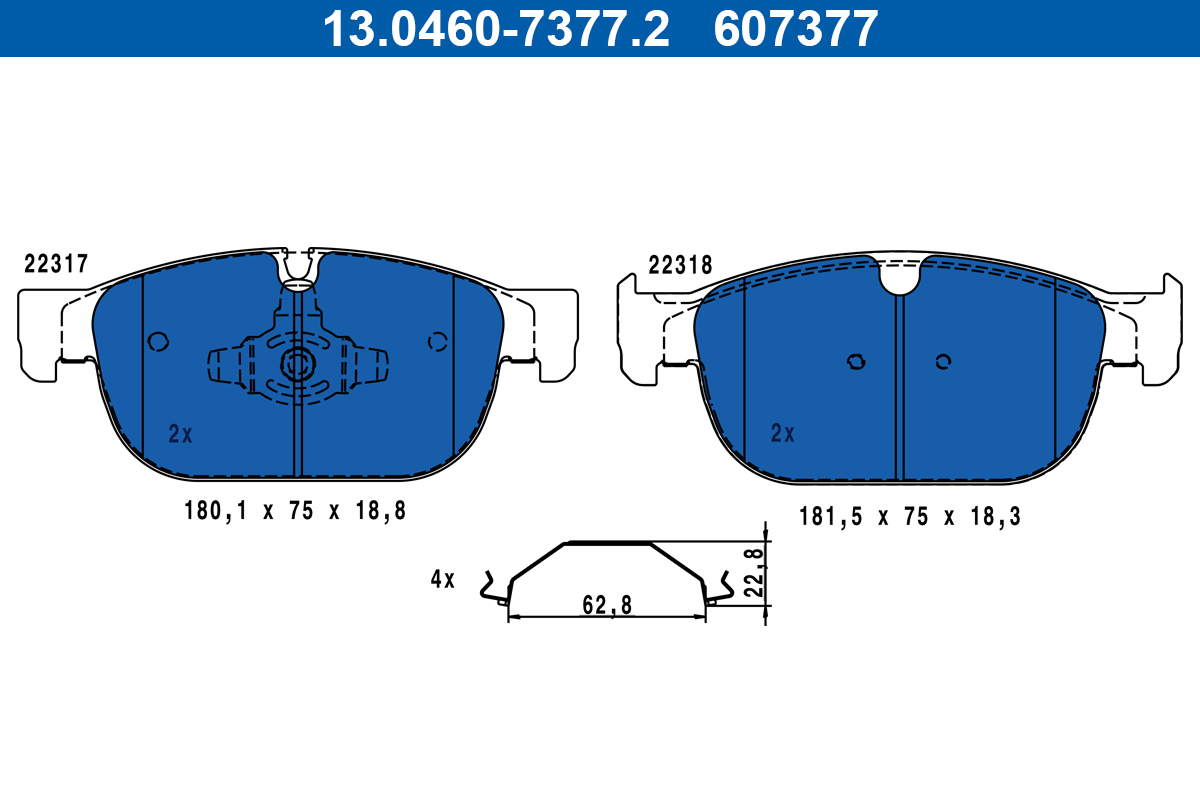 Remblokkenset, schijfrem ATE 13.0460-7377.2
