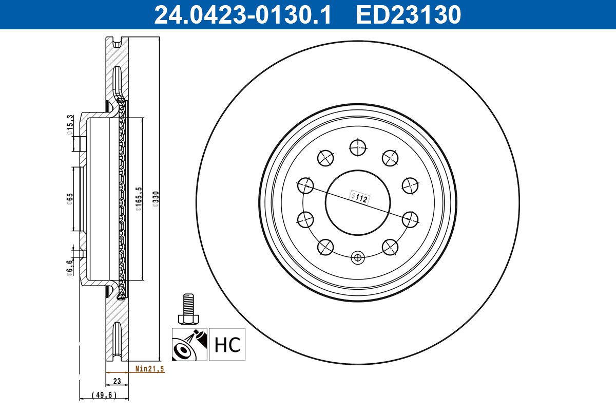 Remschijf ATE 24.0423-0130.1