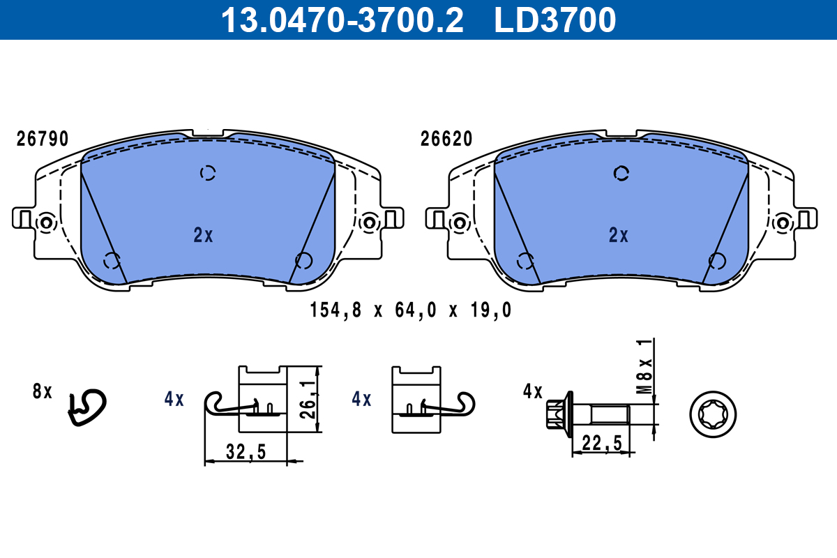 Remblokkenset, schijfrem ATE 13.0470-3700.2