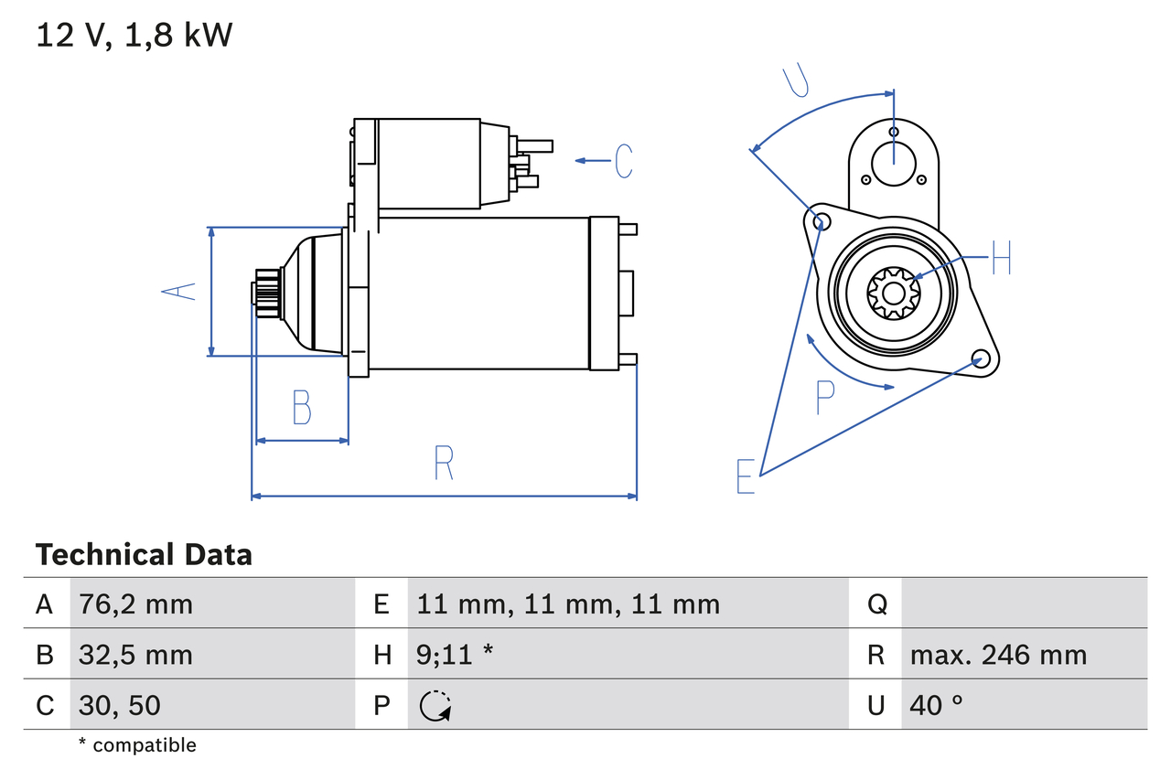 Starter Bosch 0 986 017 000