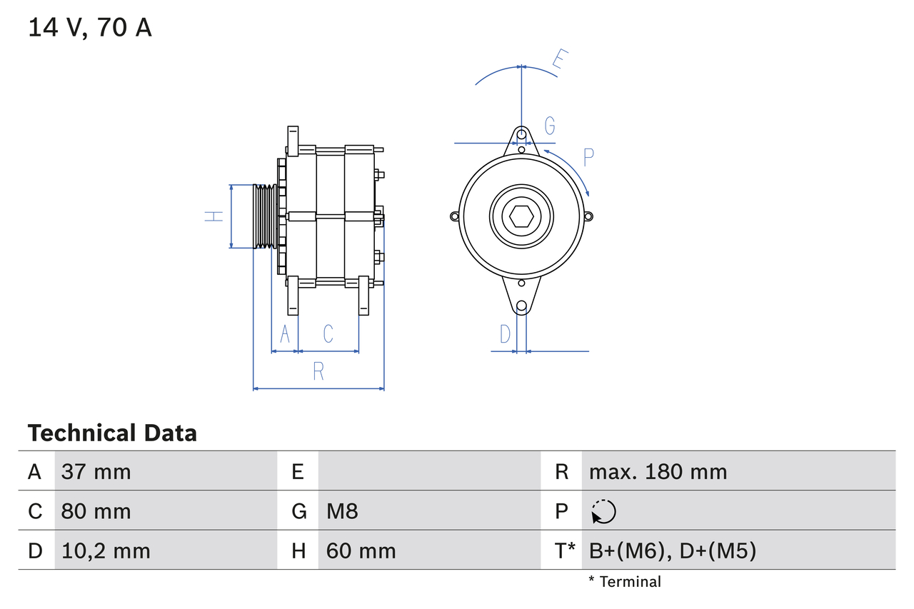 Alternator/Dynamo Bosch 0 986 038 401