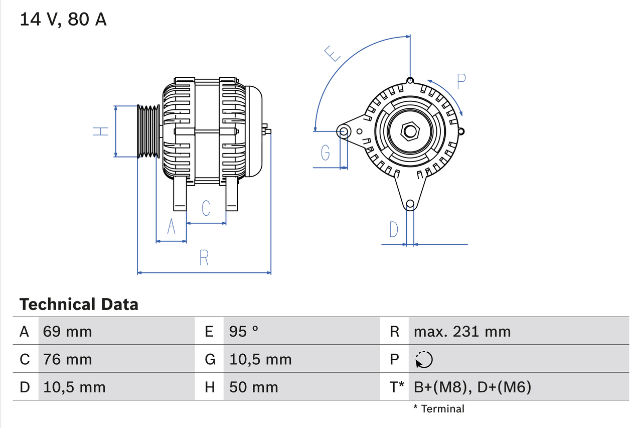 Alternator/Dynamo Bosch 0 986 039 100