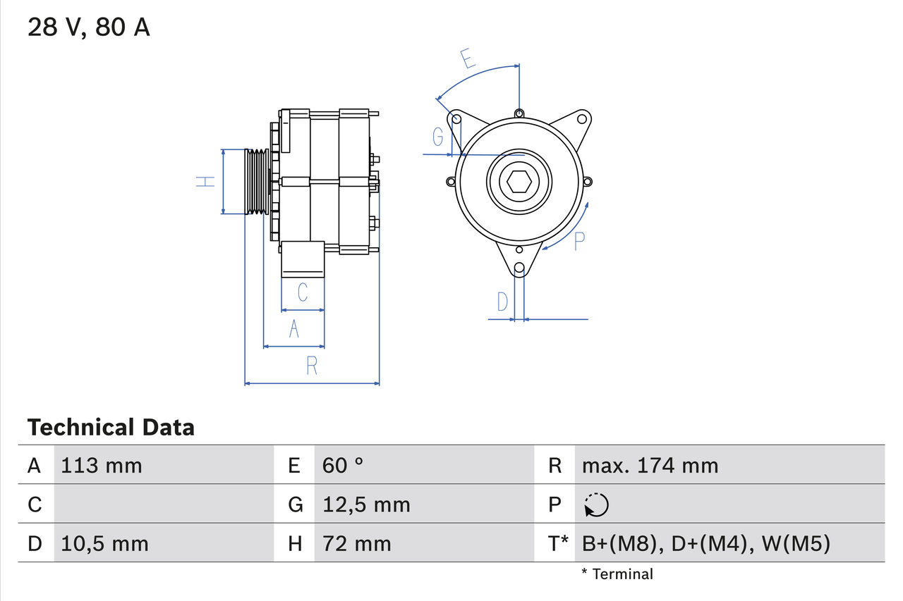 Alternator/Dynamo Bosch 0 986 040 260