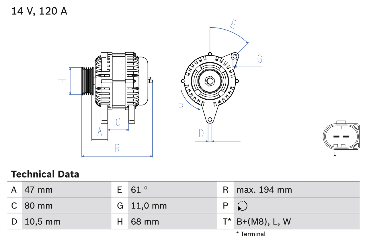 Bosch Alternator/Dynamo 0 986 044 890