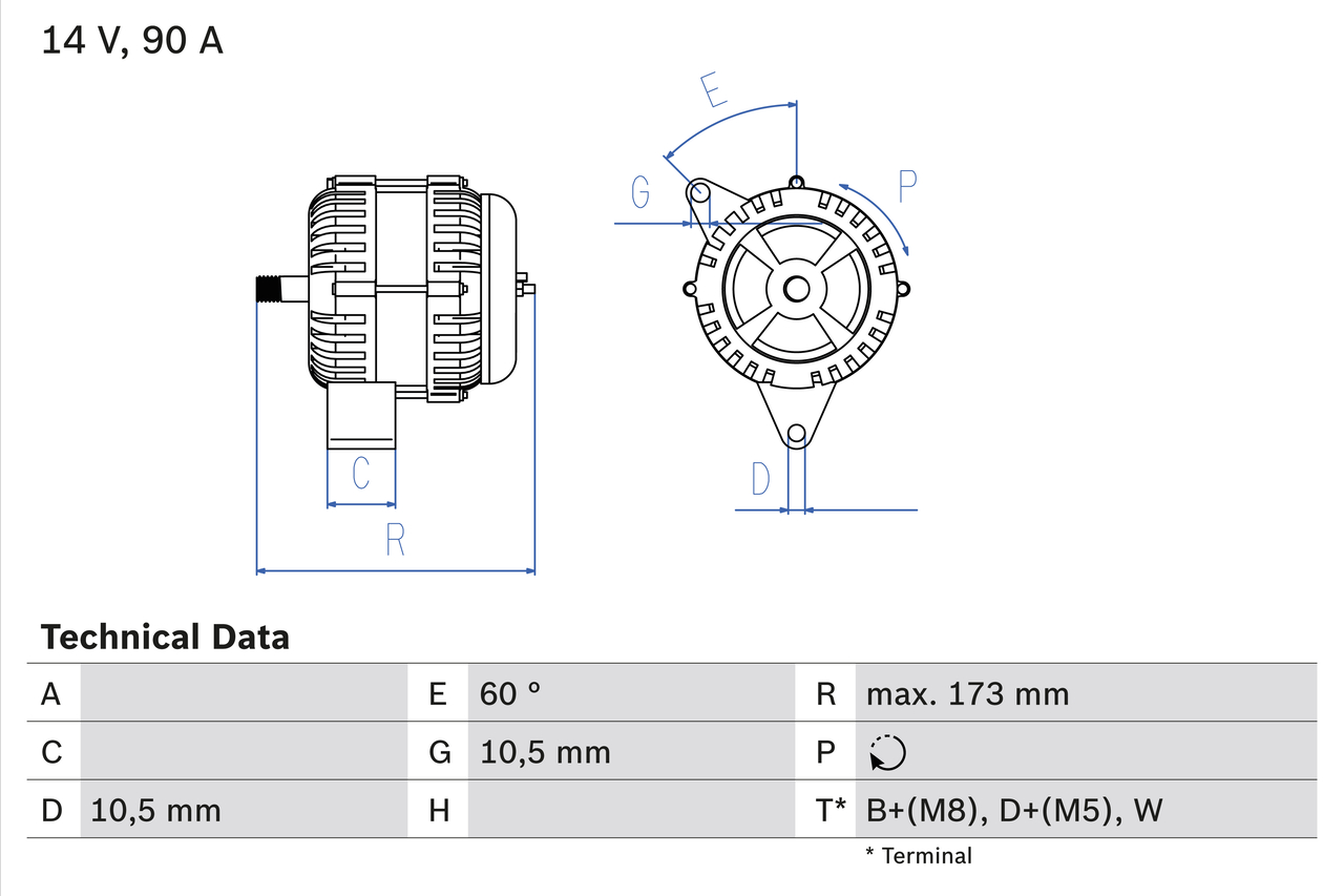 Alternator/Dynamo Bosch 0 986 046 000