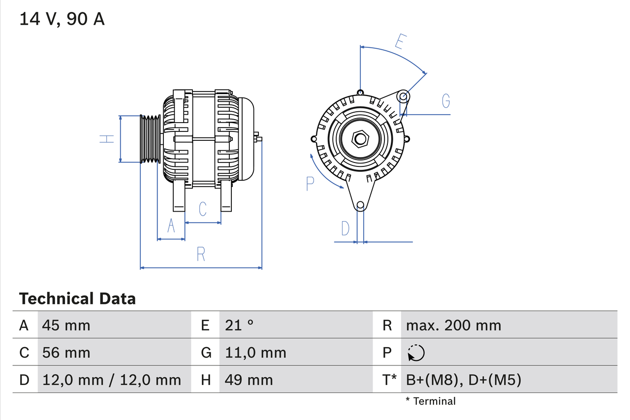 Alternator/Dynamo Bosch 0 986 046 090