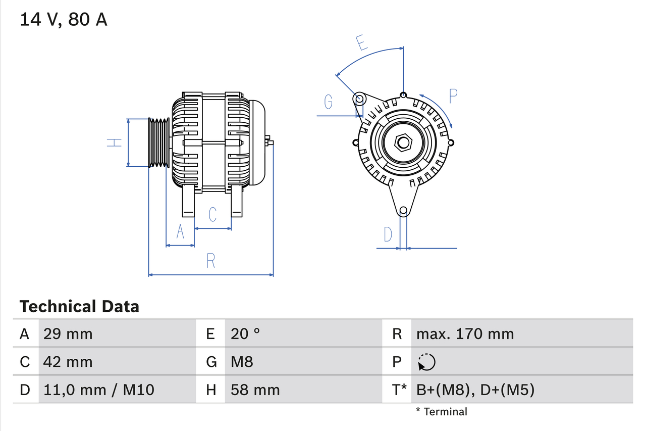 Alternator/Dynamo Bosch 0 986 081 000