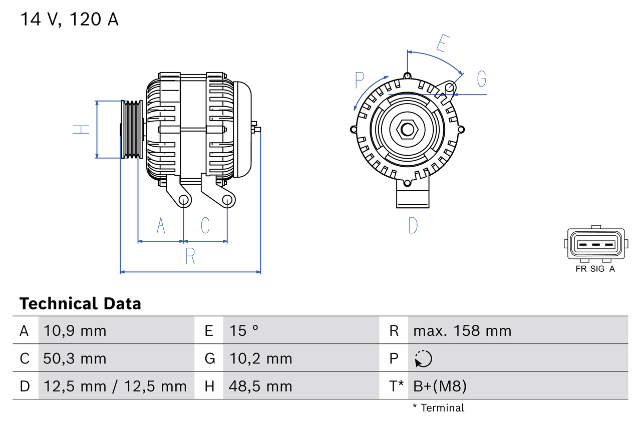 Alternator/Dynamo Bosch 0 986 082 100