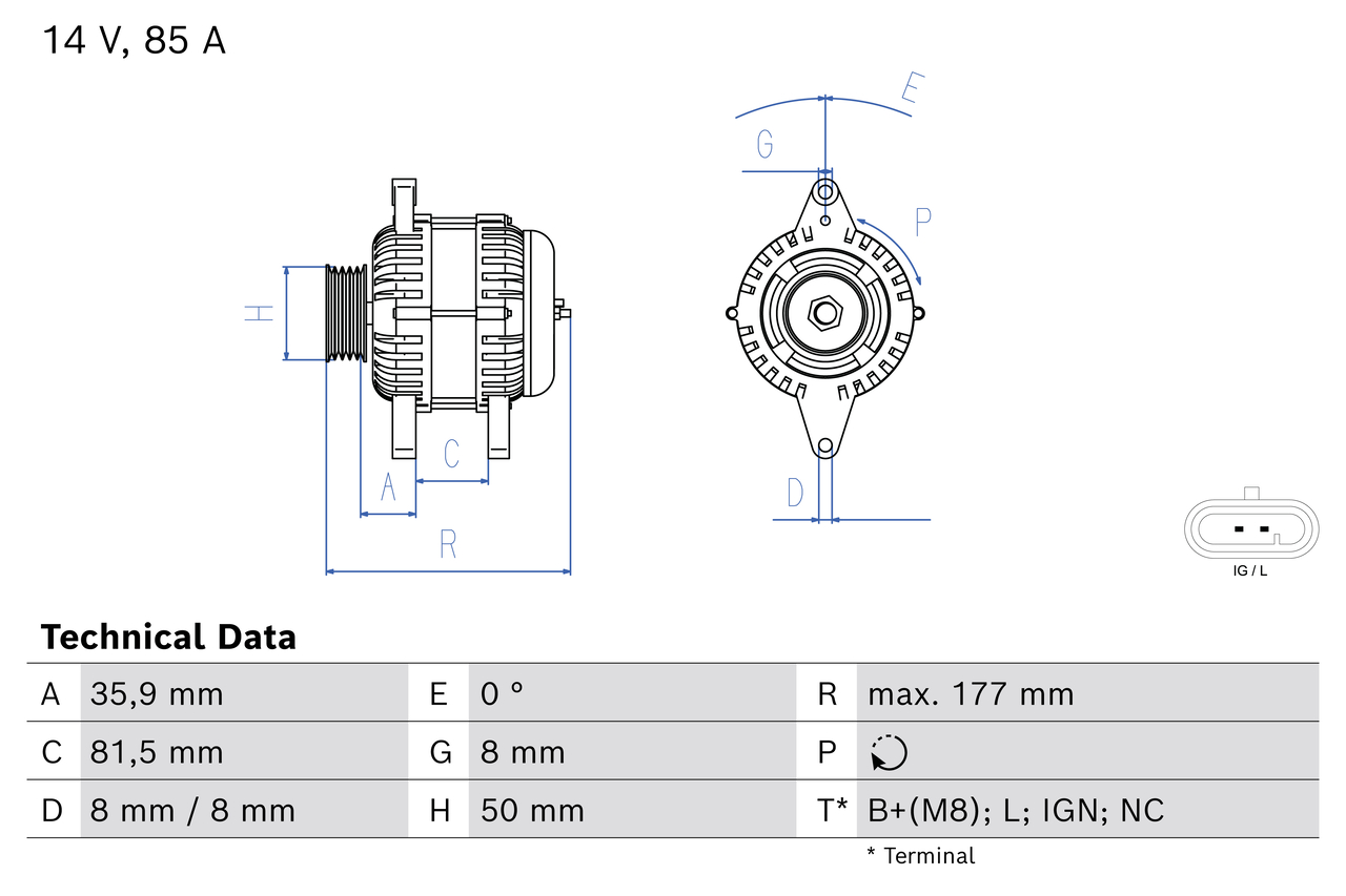 Alternator/Dynamo Bosch 0 986 086 400