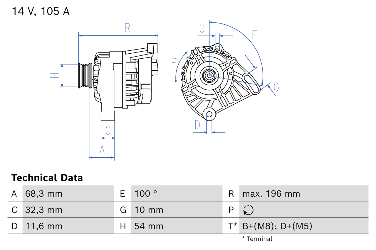Alternator/Dynamo Bosch 0 986 086 860