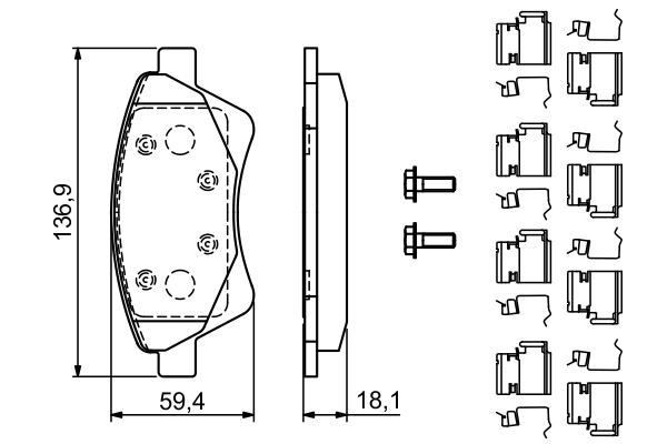 Bosch Remblokkenset, schijfrem 0 986 494 725