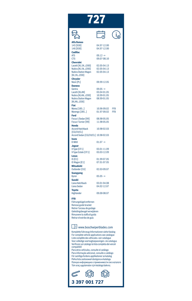 Bosch Ruitenwisserblad 3 397 001 727