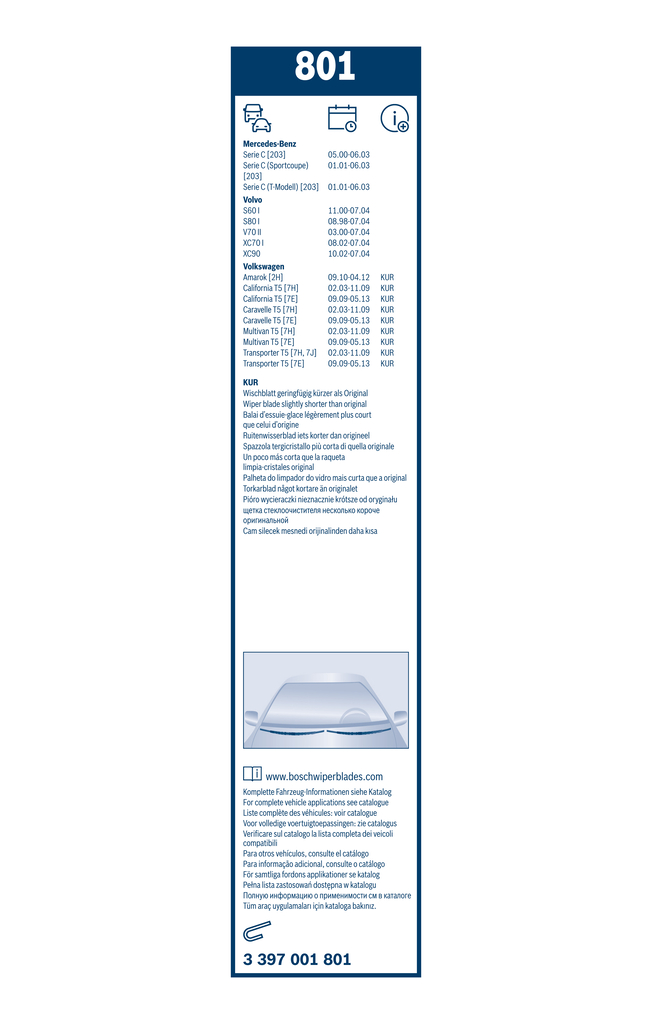 Bosch Ruitenwisserblad 3 397 001 801