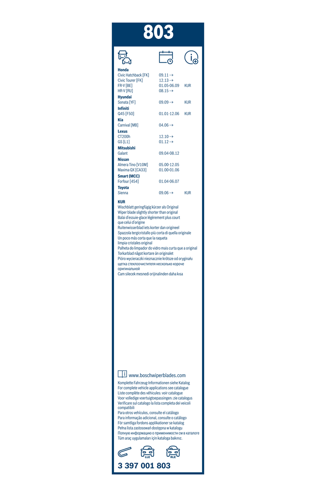 Bosch Ruitenwisserblad 3 397 001 803