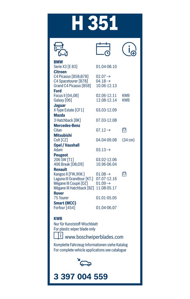 Bosch Ruitenwisserblad 3 397 004 559