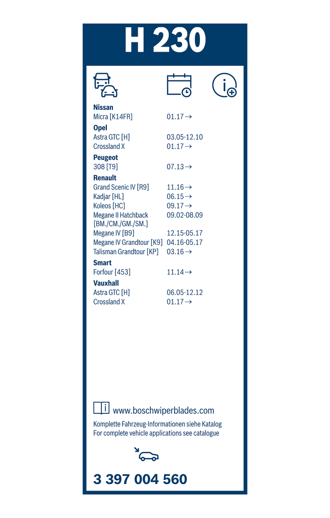 Bosch Ruitenwisserblad 3 397 004 560