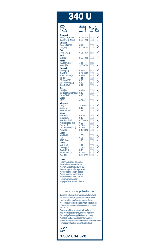 Bosch Ruitenwisserblad 3 397 004 578