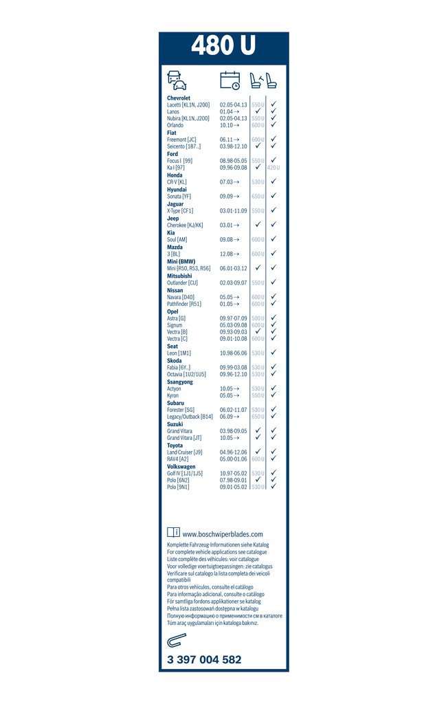 Bosch Ruitenwisserblad 3 397 004 582