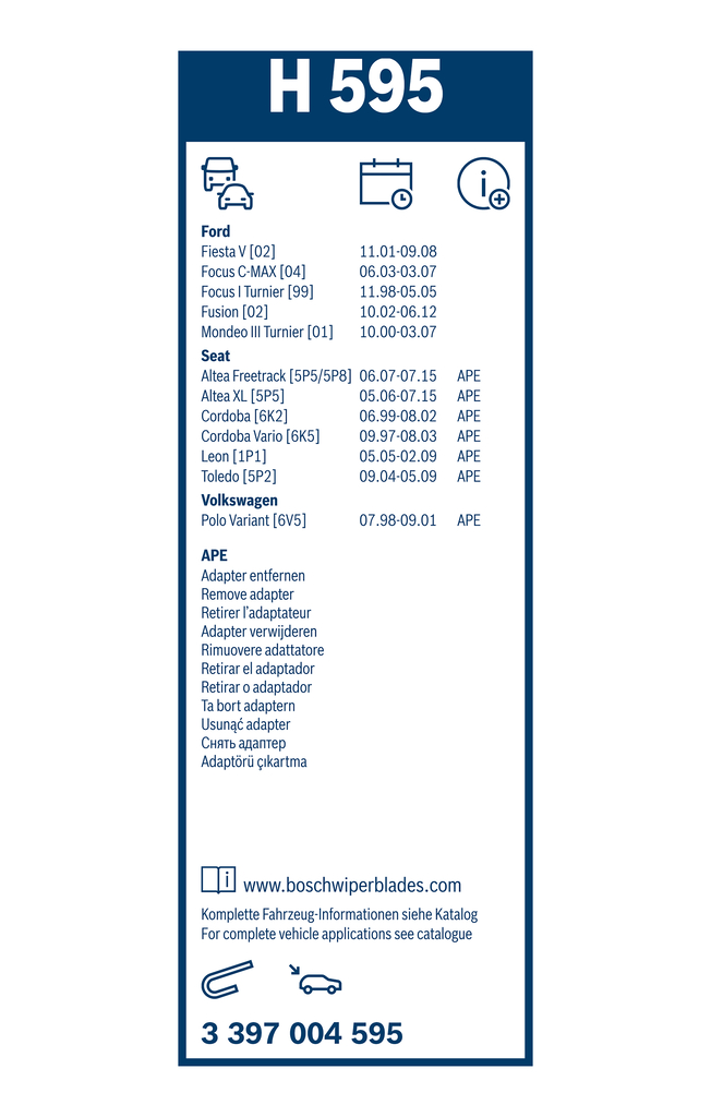 Bosch Ruitenwisserblad 3 397 004 595