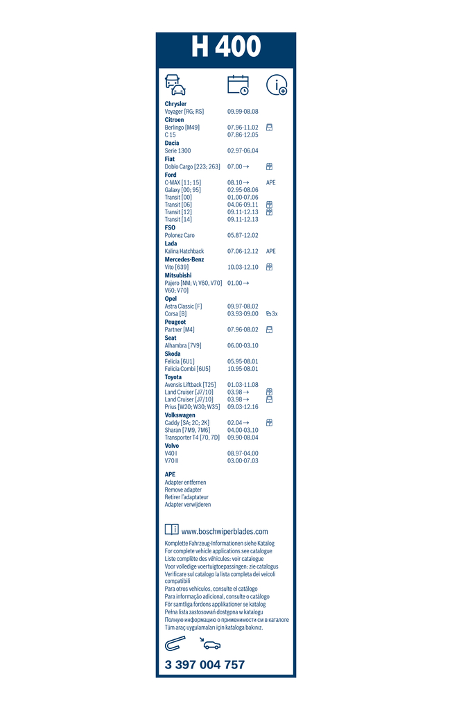 Bosch Ruitenwisserblad 3 397 004 757
