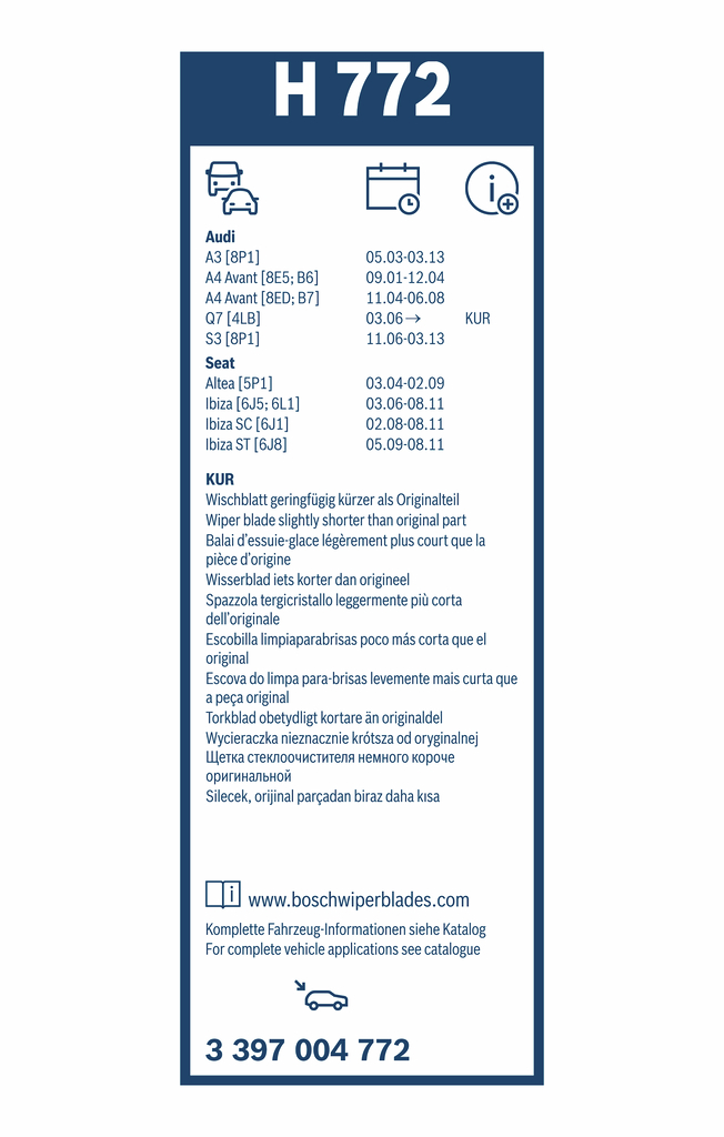 Bosch Ruitenwisserblad 3 397 004 772