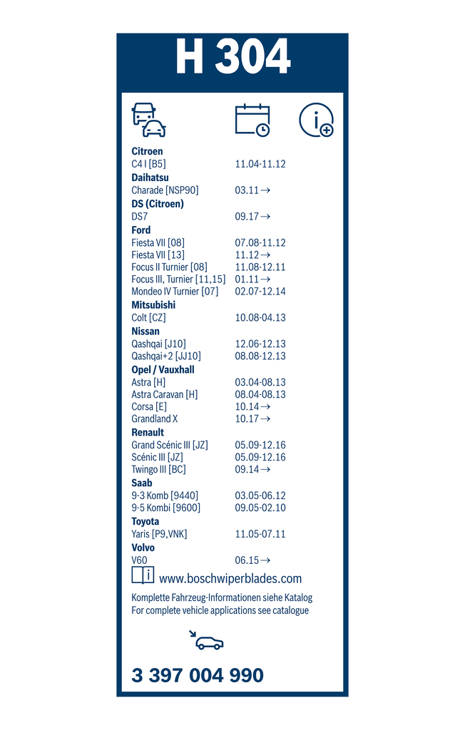 Bosch Ruitenwisserblad 3 397 004 990
