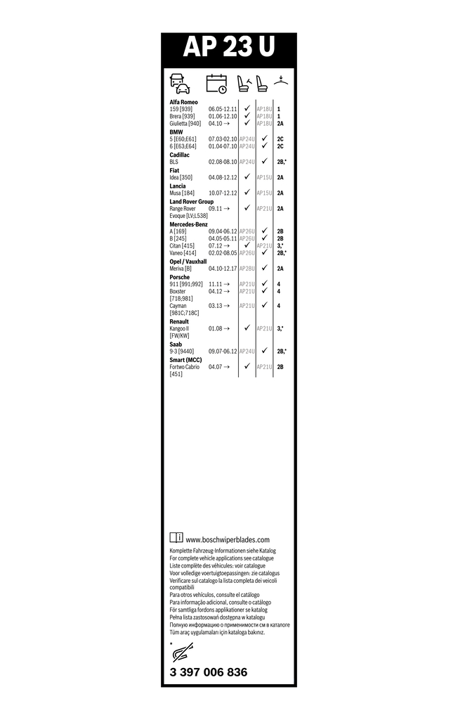 Bosch Ruitenwisserblad 3 397 006 836
