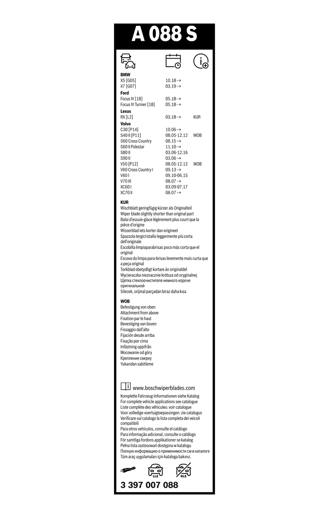 Bosch Ruitenwisserblad 3 397 007 088