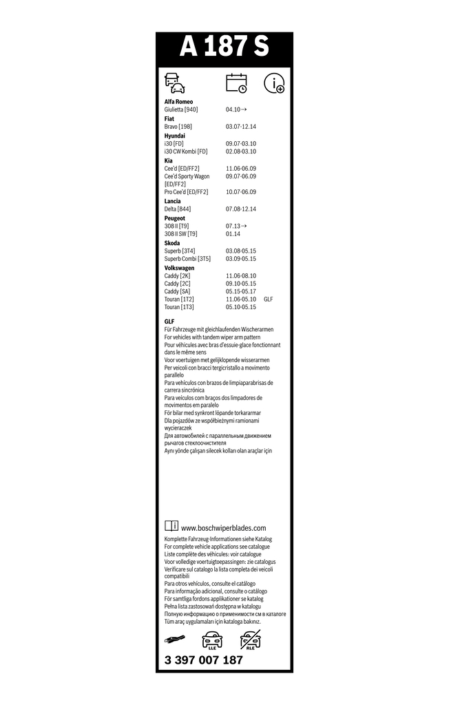 Bosch Ruitenwisserblad 3 397 007 187