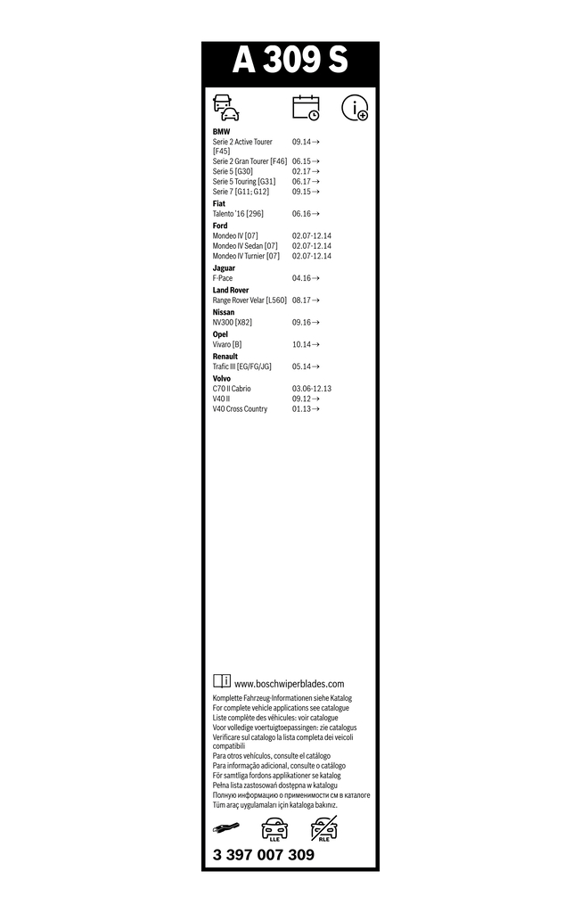 Bosch Ruitenwisserblad 3 397 007 309