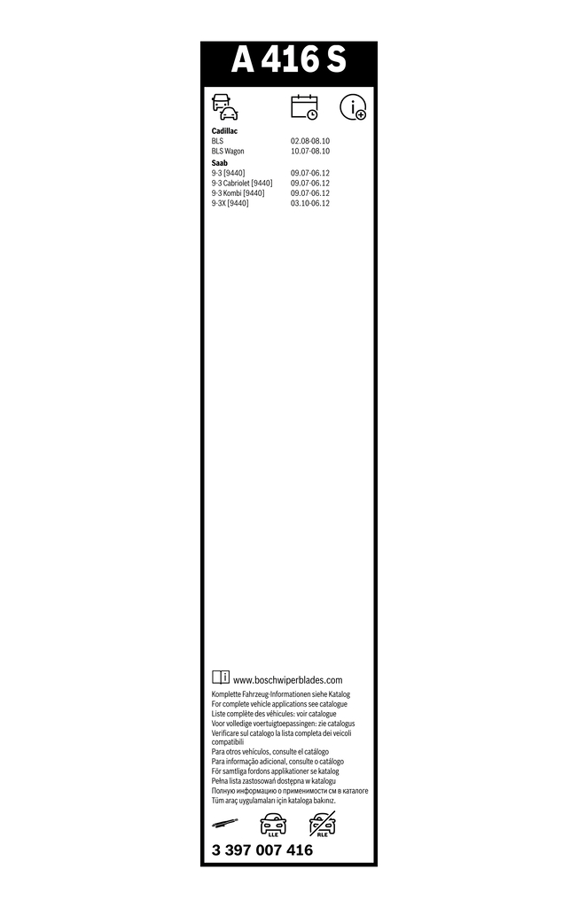 Bosch Ruitenwisserblad 3 397 007 416