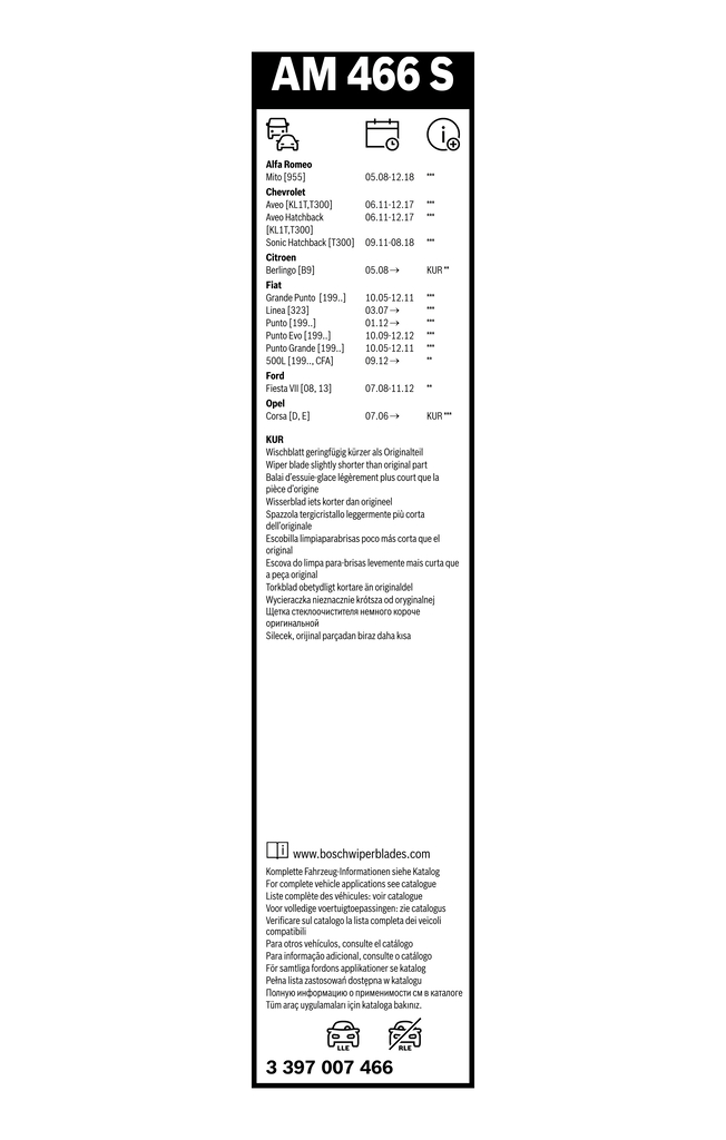 Bosch Ruitenwisserblad 3 397 007 466