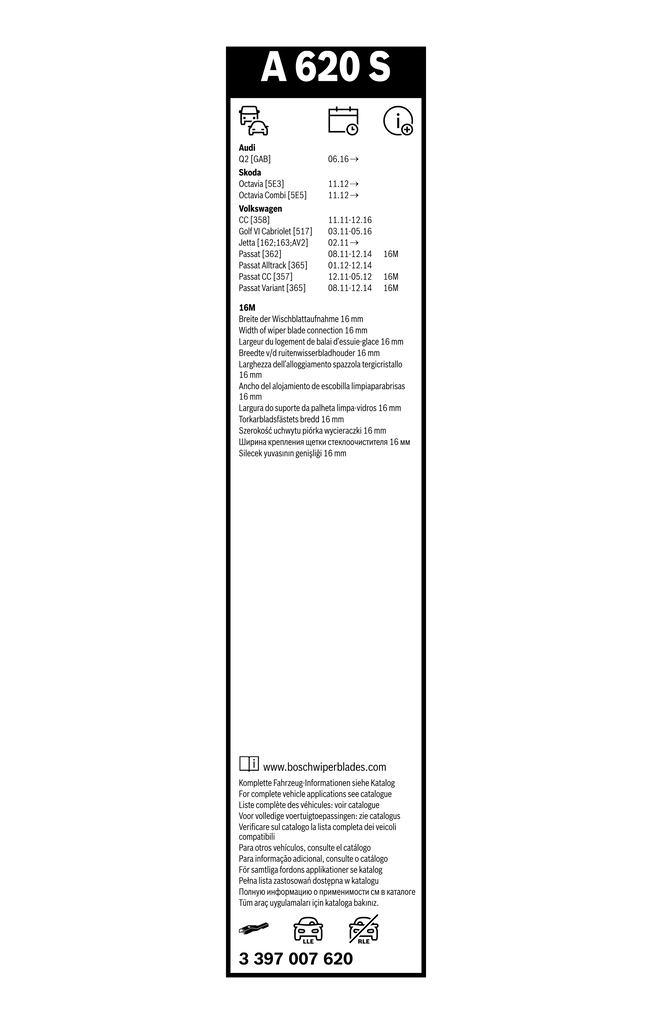 Bosch Ruitenwisserblad 3 397 007 620