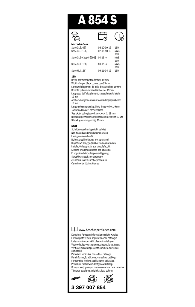 Bosch Ruitenwisserblad 3 397 007 854