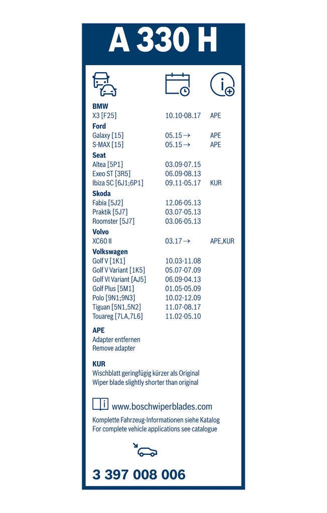 Bosch Ruitenwisserblad 3 397 008 006