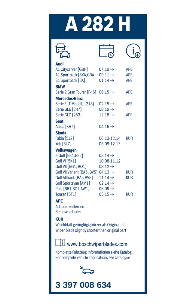 Bosch Ruitenwisserblad 3 397 008 634