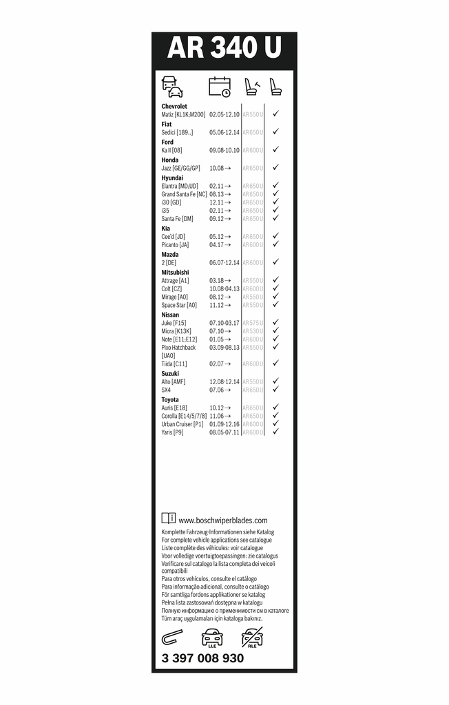 Bosch Ruitenwisserblad 3 397 008 930