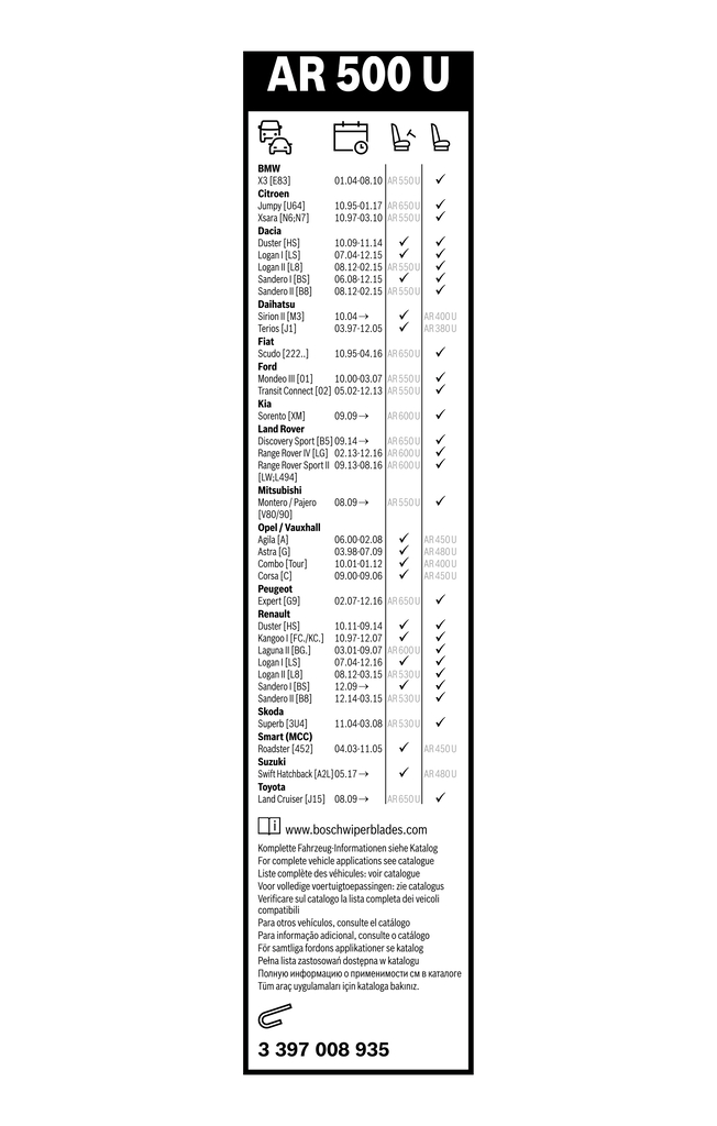 Bosch Ruitenwisserblad 3 397 008 935