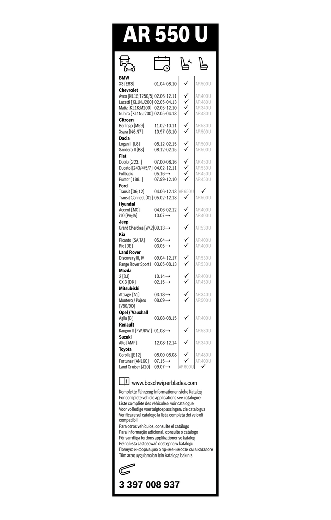 Bosch Ruitenwisserblad 3 397 008 937