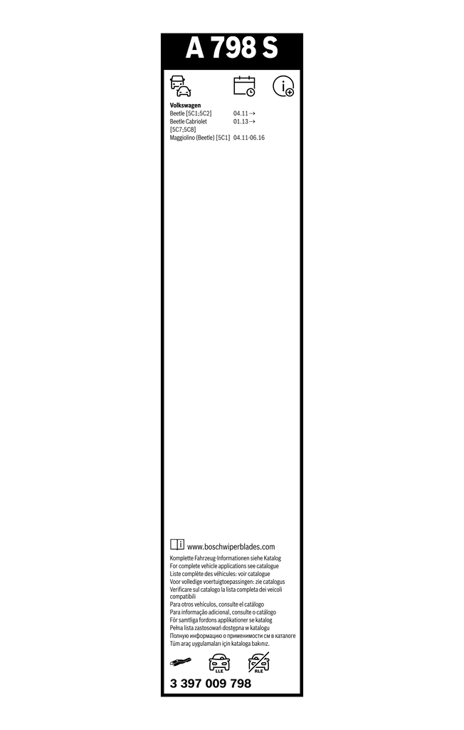 Bosch Ruitenwisserblad 3 397 009 798