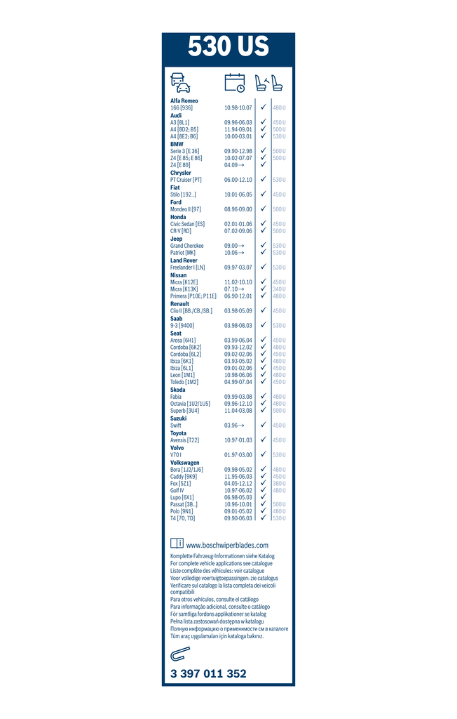 Bosch Ruitenwisserblad 3 397 011 352