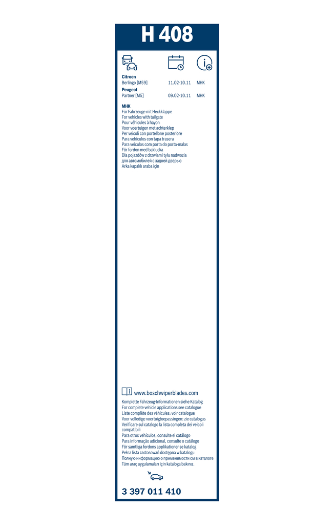 Bosch Ruitenwisserblad 3 397 011 410
