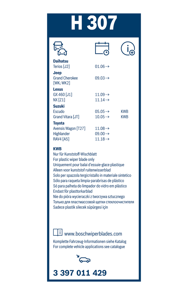 Bosch Ruitenwisserblad 3 397 011 429