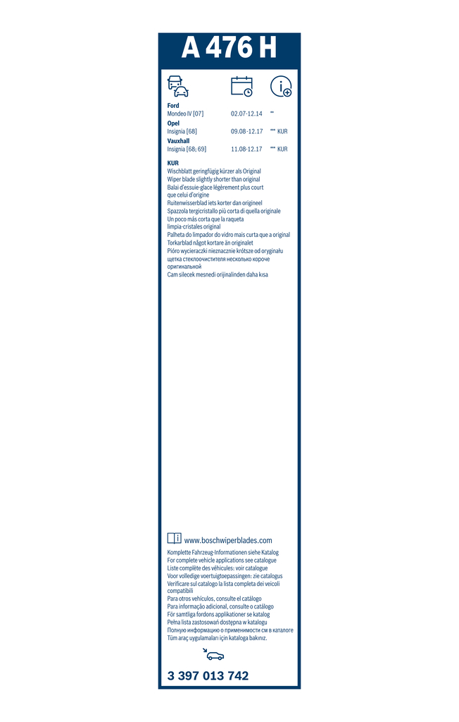 Bosch Ruitenwisserblad 3 397 013 742