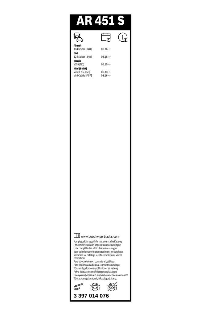 Bosch Ruitenwisserblad 3 397 014 076